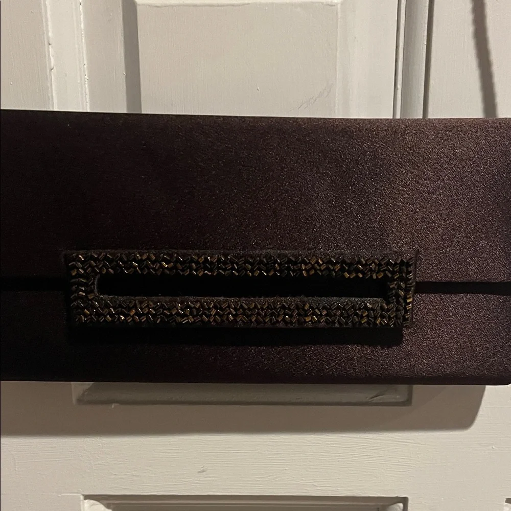 Chic Dark Brown Clutch with Embellished Detail